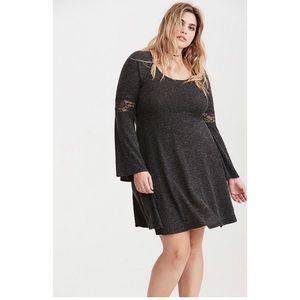 Torrid Lace Inset Hacci Knit Skater Dress